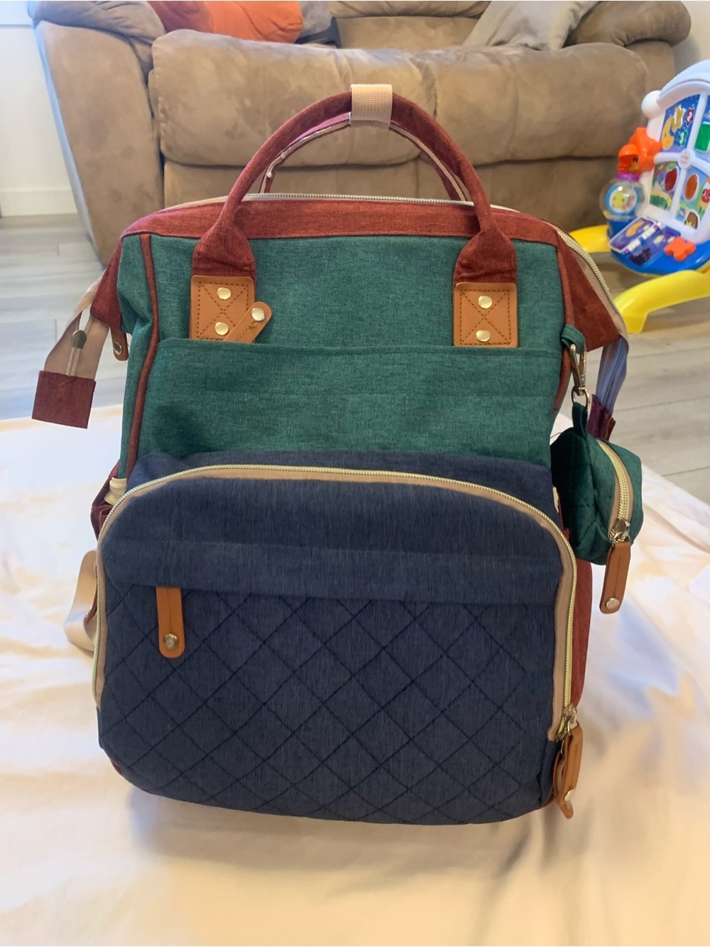 Diaper Bag Backpack w/ USB Charging Port, Pacifier Case & Stroller Straps